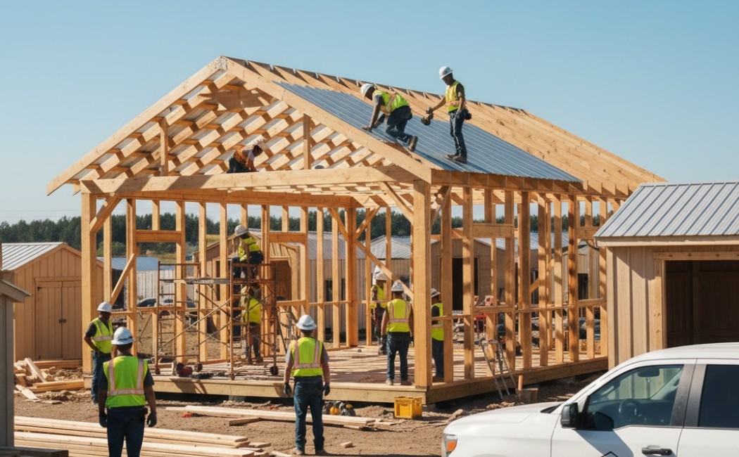 Residential and Commercial Lumber Sheds Construction